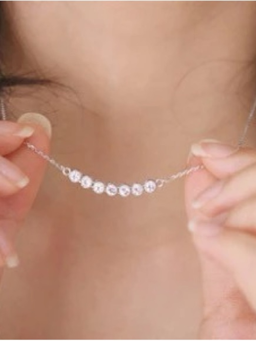 Crystal Chain Necklace Women Color Silver